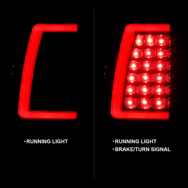 ANZO 2003-2006 Chevy Silverado 1500 LED Taillights Plank Style Black w/Clear Lens 311333