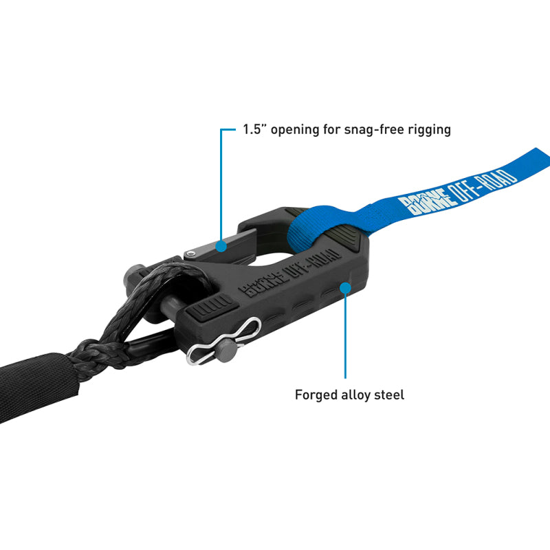 Borne Off-Road Winch Hook - 3/8in Rope - Hand Strap - Black BNWN-SR-38-85KBK