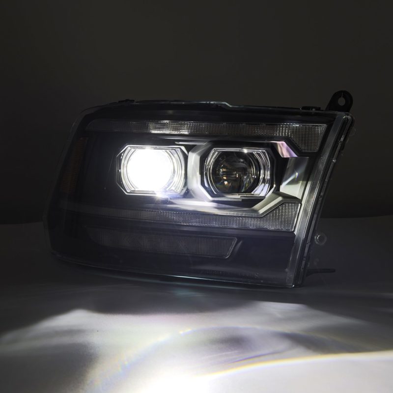 AlphaRex 09-18 Dodge Ram 2500 LUXX LED Proj Headlights Plank Style Blk w/Activ Light/Seq Signal/DRL 880558 *Discontinued