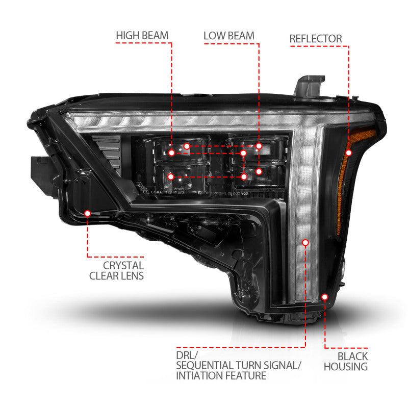 ANZO 22-24 Toyota Tundra (w/Factory LED Refl.) Z-Series Full LED Proj Headlights - Driver Side ONLY 111599X-L