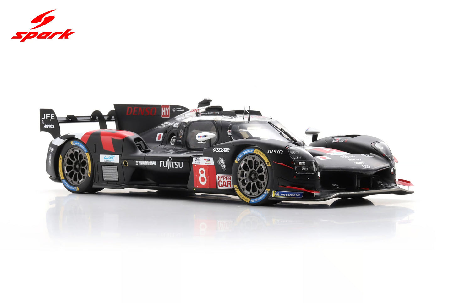 Spark Model Toyota GR010 Hybrid LMDh Team Toyota Gazoo Racing #8 WEC 24hrs Le Mans 2025 Black 1:18 WITH DISPLAY