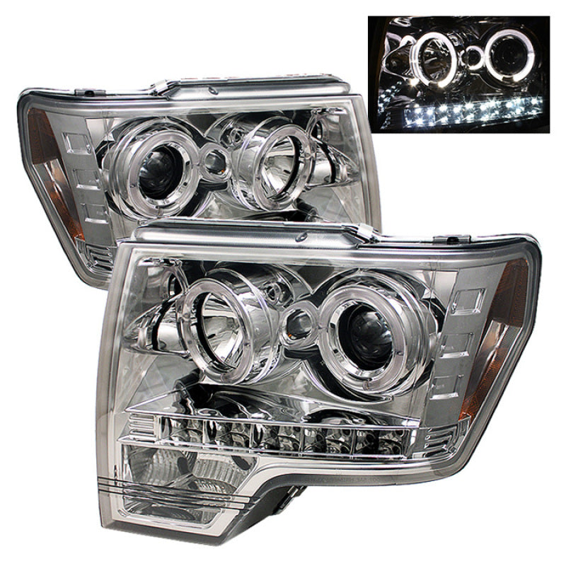 Spyder Ford F150 09-14 Projector Headlights Halogen Model- LED Halo LED Chrm PRO-YD-FF15009-HL-C 5010247