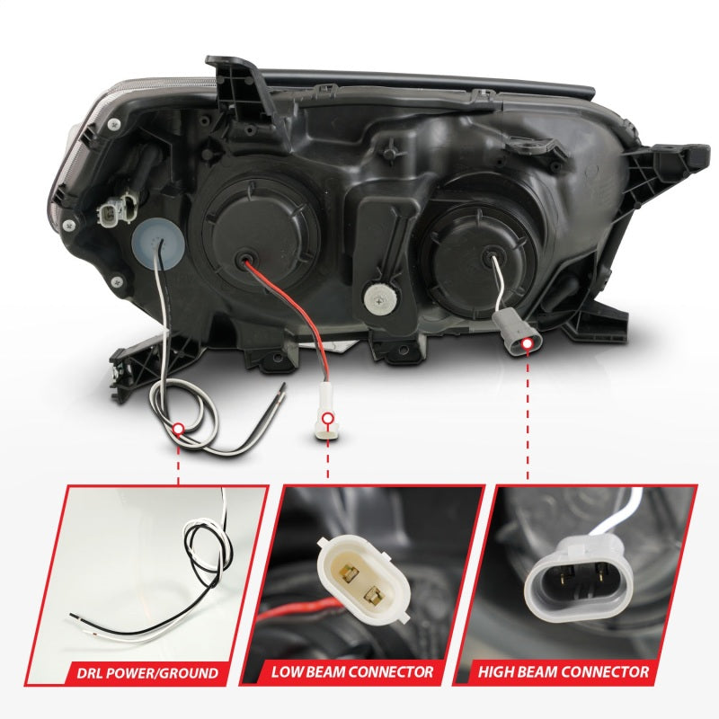 ANZO 10-13 Toyota 4Runner Projector Headlights - Black 111602