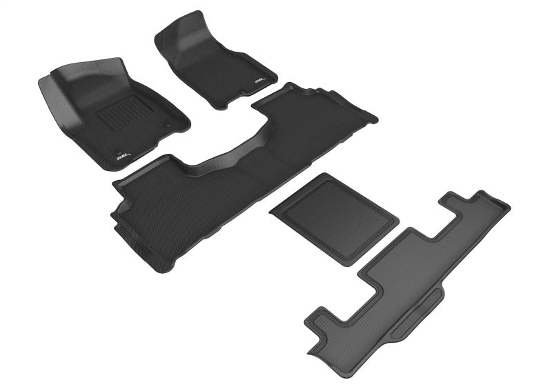 3D MAXpider 2021 Chevrolet Tahoe / GMC Yukon 7-Seats Kagu 1st 2nd 3rd Row Floormats - Black L1CH09301509