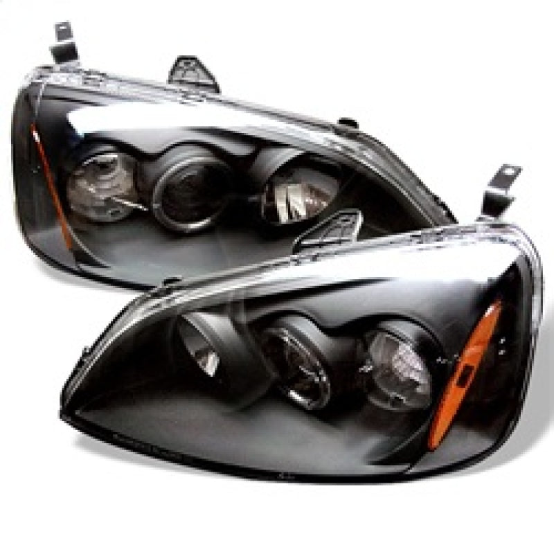 Spyder Honda Civic 01-03 2/4DR Projector Headlights - LED Halo Amber Reflector Blk PRO-YD-HC01-AM-BK 5010759