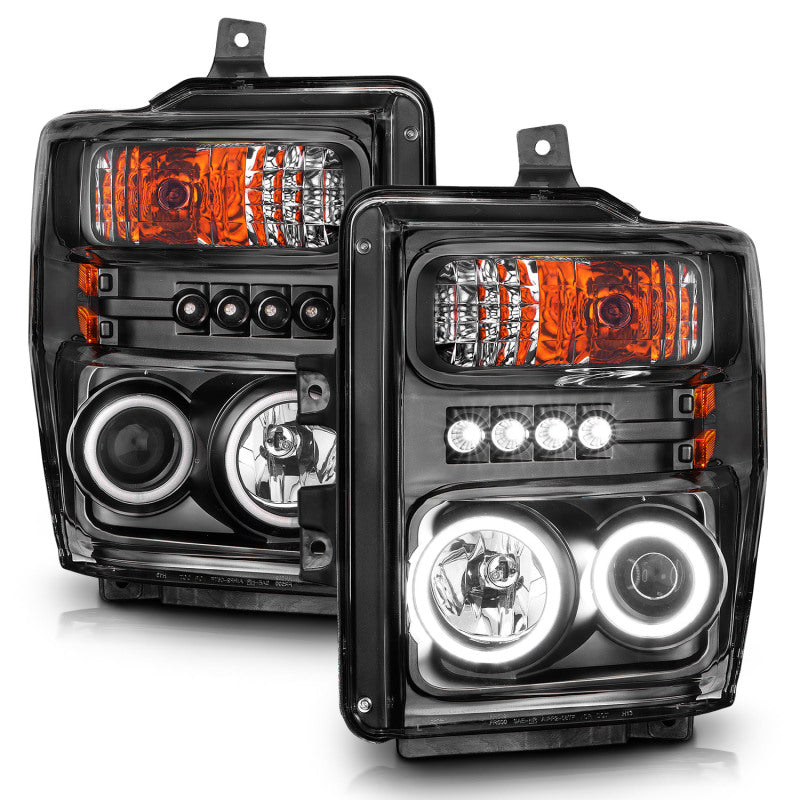 Anzo 2008-2010 Ford F-250 Projector Headlights w/ Halo Black (CCFL)