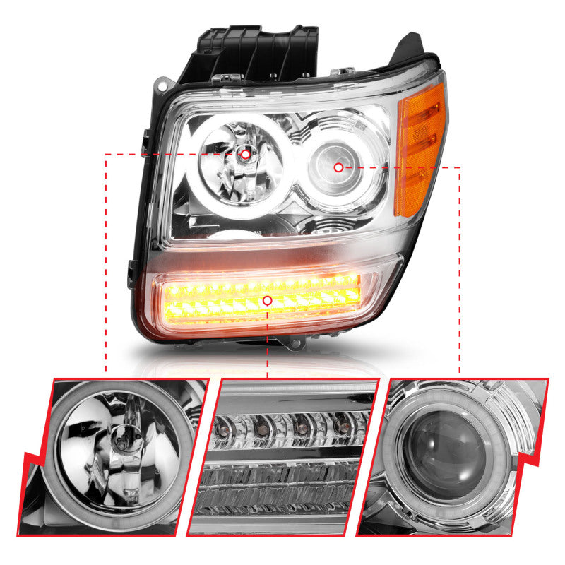 Anzo 2007-2012 Dodge Nitro Projector Headlights w/ Halo Chrome (CCFL) G2