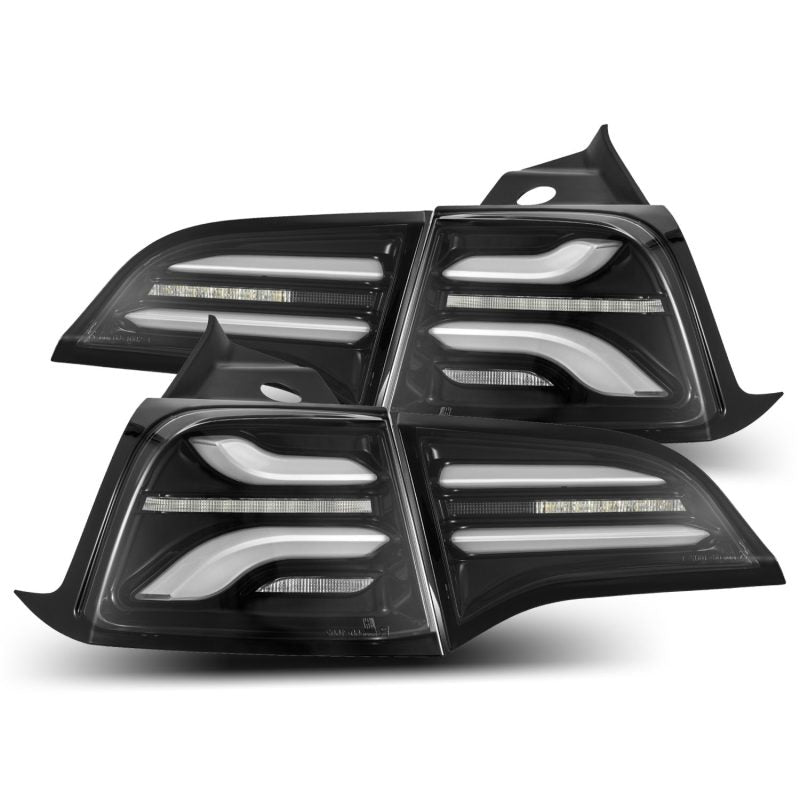 AlphaRex 17-22 Tesla Model 3 PRO-Series LED Tail Lights Jet Black w/Seq Sig 601010 *Discontinued