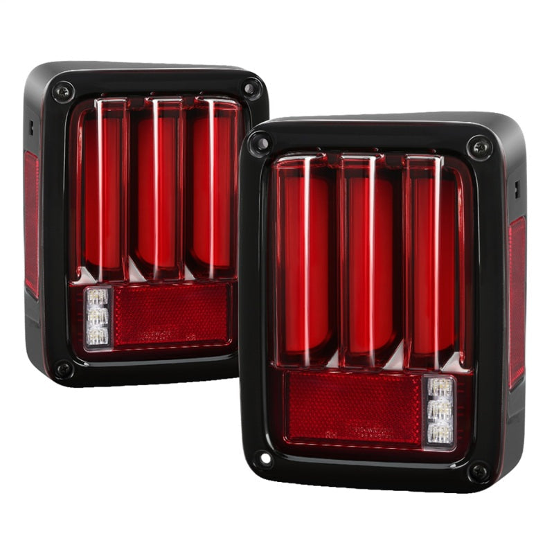 Spyder 07-16 Jeep Wrangler Version 2 Light Bar LED Tail Lights - Red Clear (ALT-YD-JWA07V2-LBLED-RC) 5084798