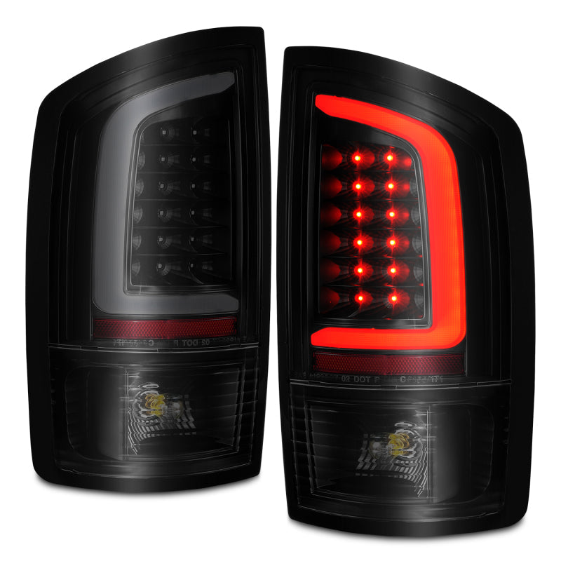 ANZO 2002-2006 Dodge  Ram 1500 LED Tail Lights w/ Light Bar Black Housing Smoke Lens 311369
