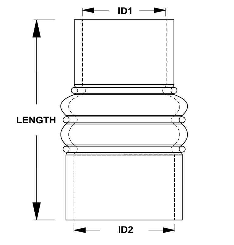 HPS 5" - 6" ID, 8" Length, Silicone Charge Air Cooler CAC Hose Double Hump Reducer Coupler Bellow Hot Side, Ultra High Temp 6-ply Aramid Reinforced, 127mm - 152mm ID