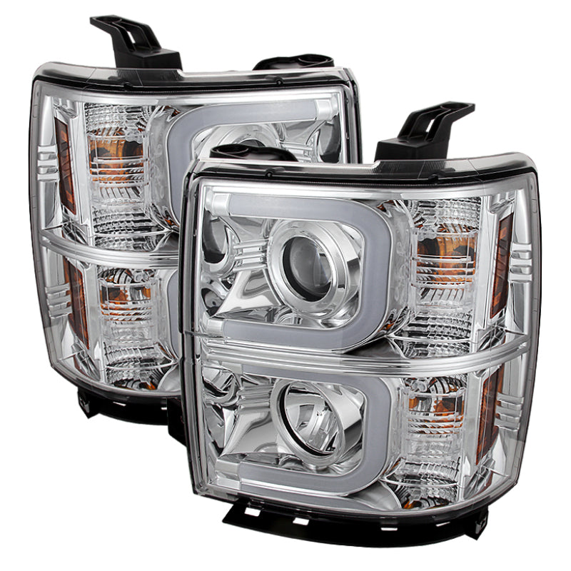Spyder Chevy Silverado 1500 14-16 Projector Headlights Light Bar DRL Chrm PRO-YD-CS14-LBDRL-C 5079480