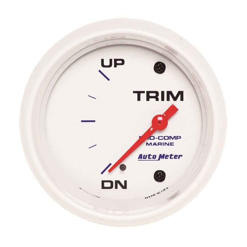 Autometer Marine White Gauge 2-5/8in Electric Trim Level Gauge 0OHM Down - 90OHM Up 200767