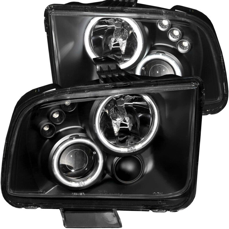 Anzo 2005-2009 Ford Mustang Projector Headlights w/ Halo Black
