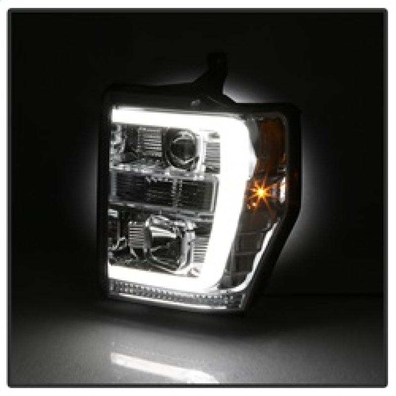 Spyder 08-10 Ford F-250 Super Duty V2 Light Bar DRL Projector Headlights - Chrm (PRO-YD-FS08V2-LB-C) 5084699