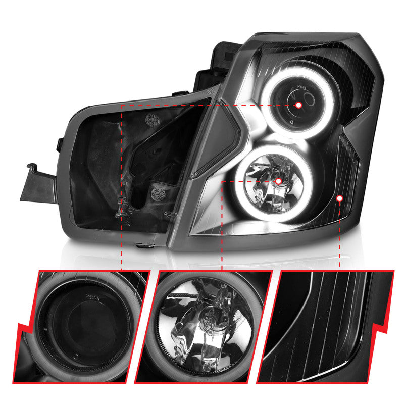 Anzo 2003-2007 Cadillac Cts Projector Headlights w/ Halo Black (CCFL)