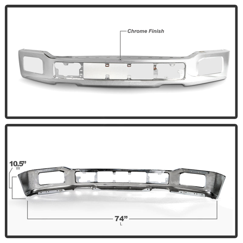 Spyder 18-20 Ford F150 XLT/Lariat w/ Fog Lights Hole Front Bumper - Chrome (FB-FF15018X-FOG-C) 9948435