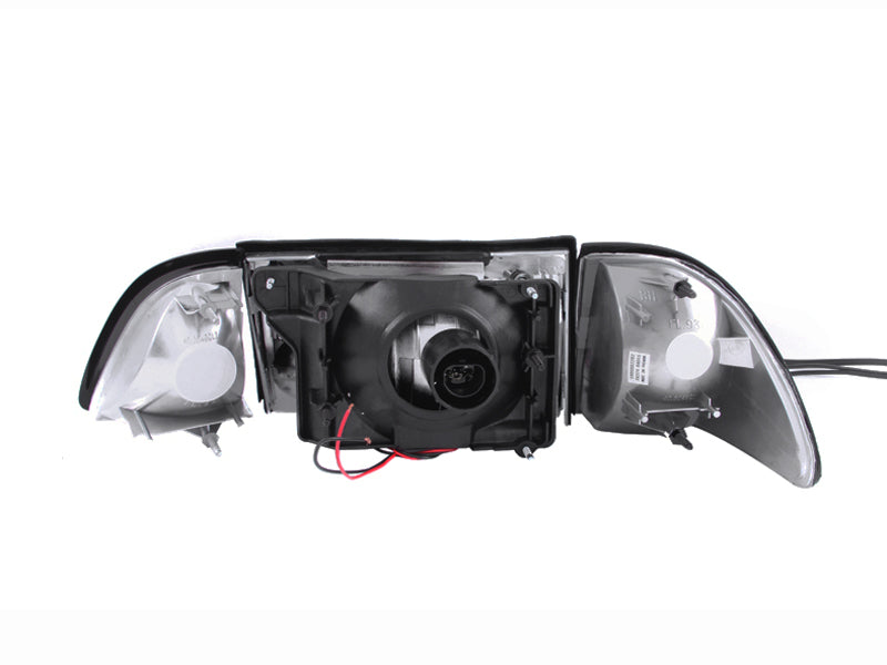 Anzo 1987-1993 Ford Mustang Crystal Headlights Black w/ Corner Lights 2pc