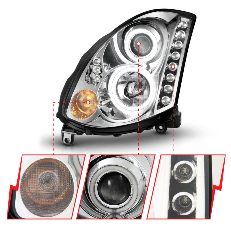 Anzo 2003-2007 Infiniti G35 Projector Headlights w/ Halo Chrome (CCFL)