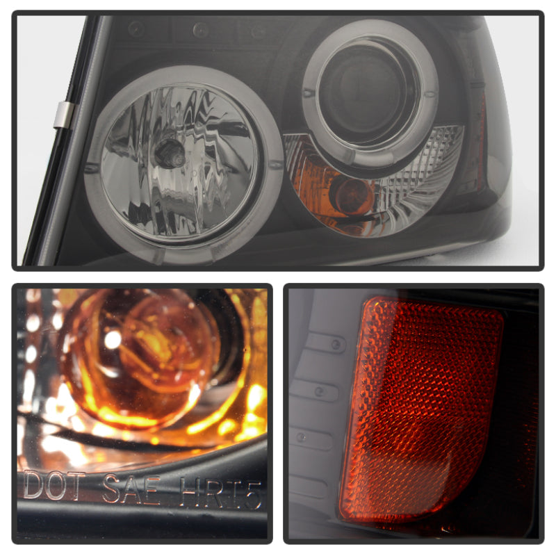 Spyder Ford Ranger 01-11 1PC Projector Headlights LED Halo LED Blk Smke PRO-YD-FR01-1PC-HL-BSM 5078476