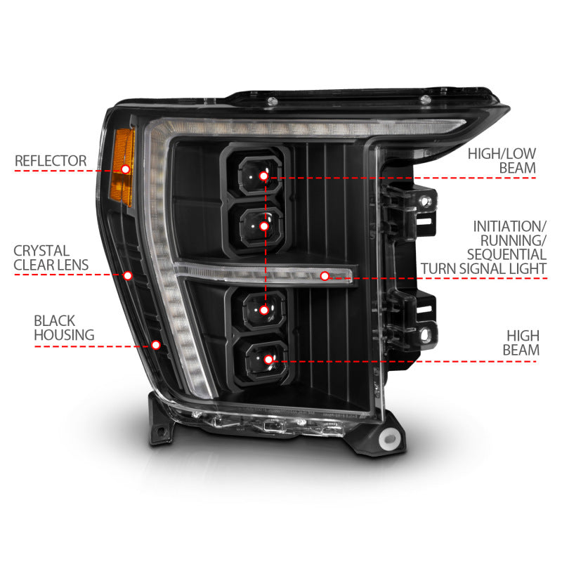ANZO 21-23 Ford F-150 (w/Factory Halogen) Z-Series Full LED Proj Headlights - Pass. Side ONLY 111593X-R