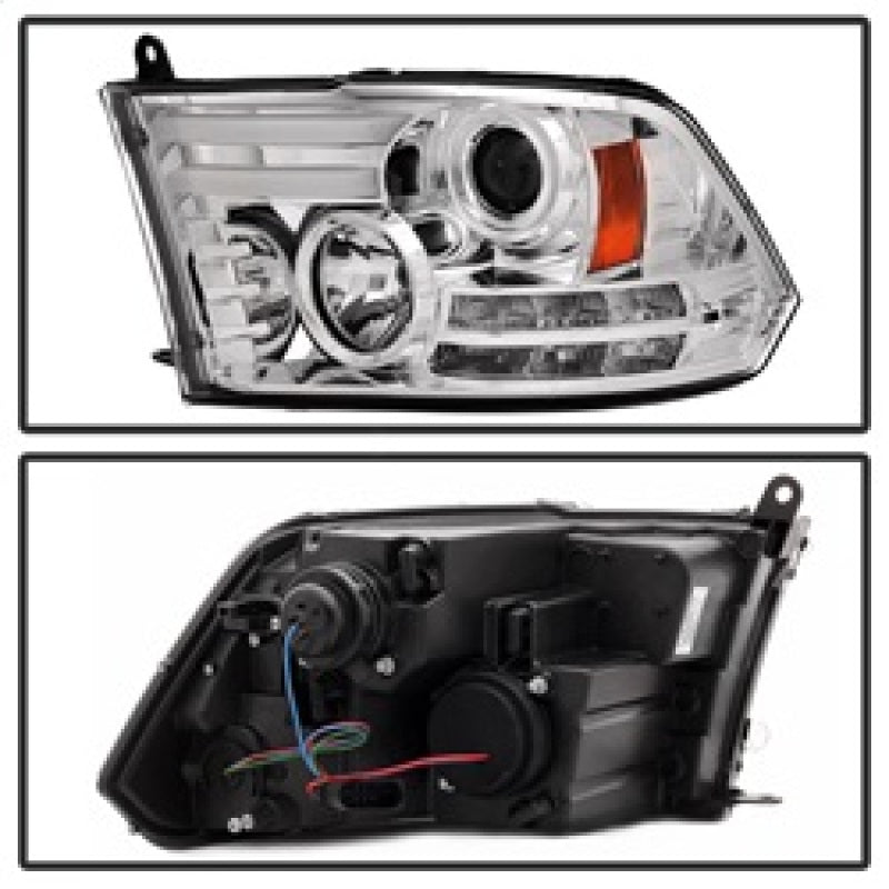 Spyder Dodge Ram 13-15 Projector Headlights Light Bar DRL Chrome PRO-YD-DR13-LBDRL-C 5080905