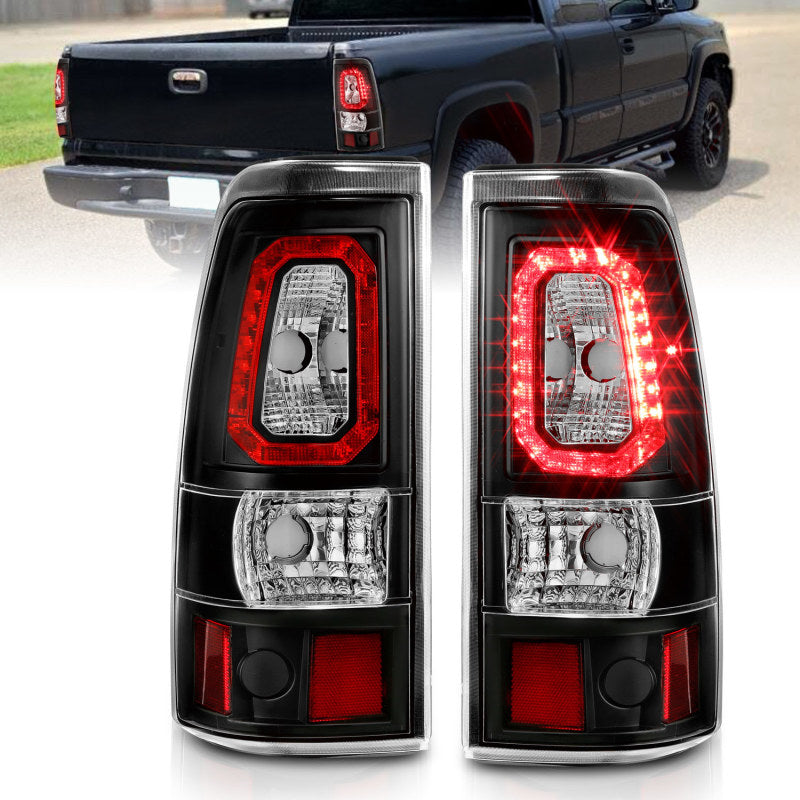 ANZO 2003-2006 Chevy Silverado 1500 LED Taillights Plank Style Black w/Clear Lens 311327