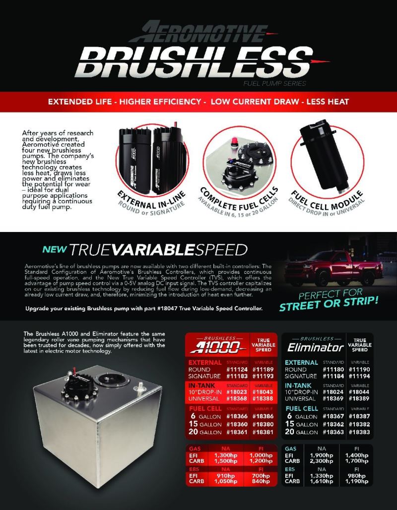 Aeromotive Fuel Pump, In-Line, Signature Brushless Eliminator (Pump Sleeve Includ