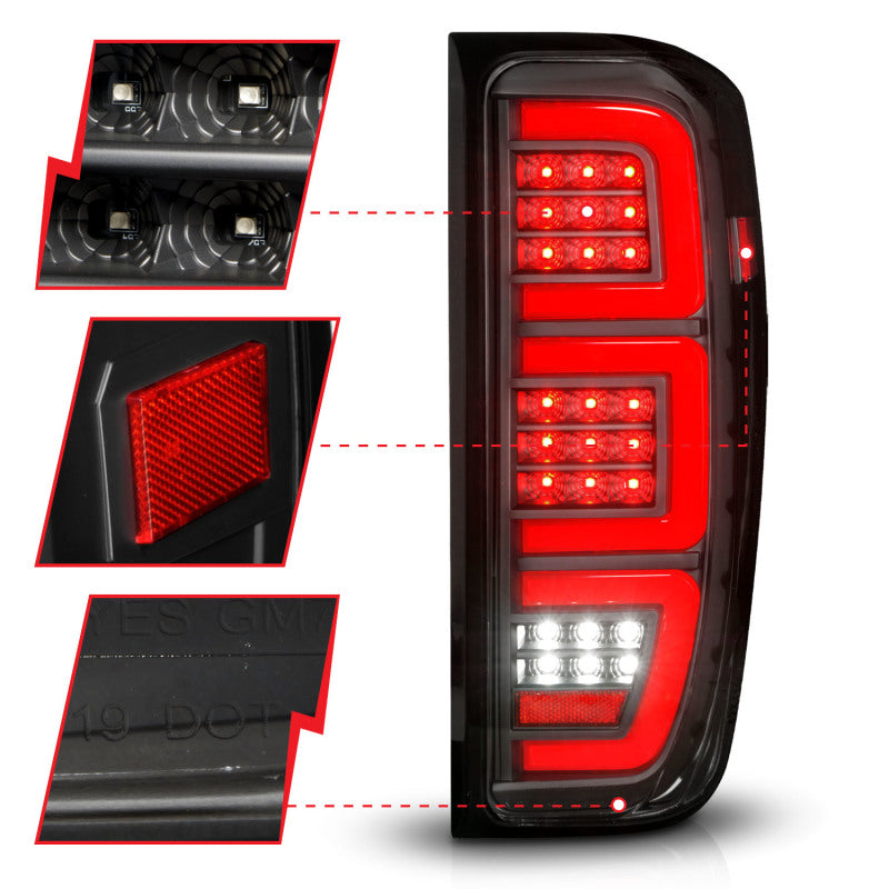 ANZO 19-23 GMC Sierra 1500/2500HD/3500HD Black Replacement Full LED Bar Tail Light 311457
