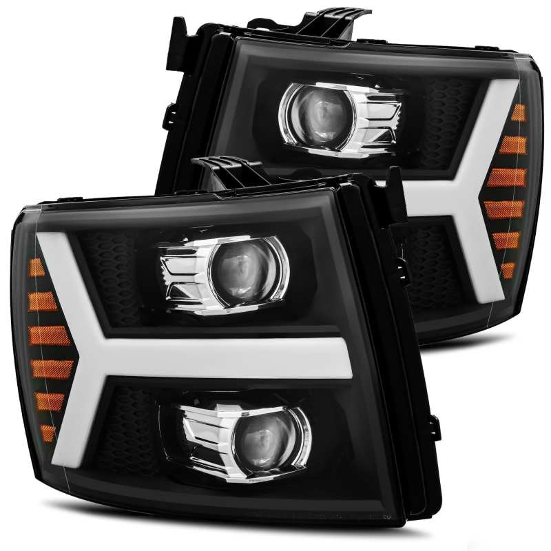 AlphaRex 07-13 Chevy 1500HD PRO-Series Proj Headlight Plank Style Matte Blk w/Activ Light/Seq Signal 880205 *Discontinued