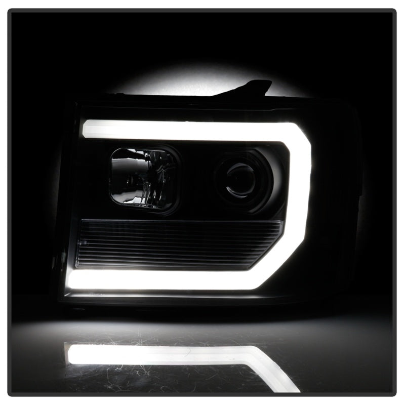 Spyder 07-13 GMC Sierra 1500-3500 Ver 2 Proj Headlights - DRL LED - All Blk PRO-YD-GS07V2-LBDRL-BKV2 5086037