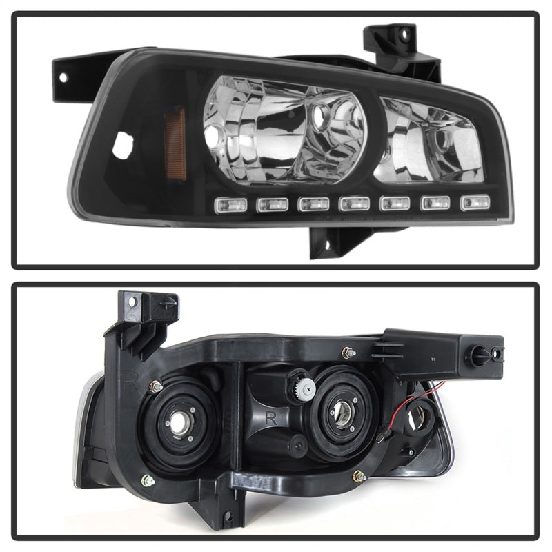 SPYDER Xtune Dodge Charger 06-10 1Pc LED Crystal Headlights Black HD-ON-DCH05-1PC-LED-BK 5017635
