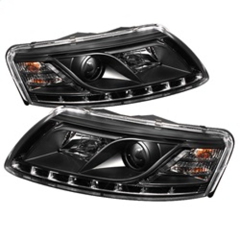 Spyder Audi A6 05-07 Projector Headlights Halogen Model Only - DRL Black PRO-YD-ADA605-DRL-BK 5029416