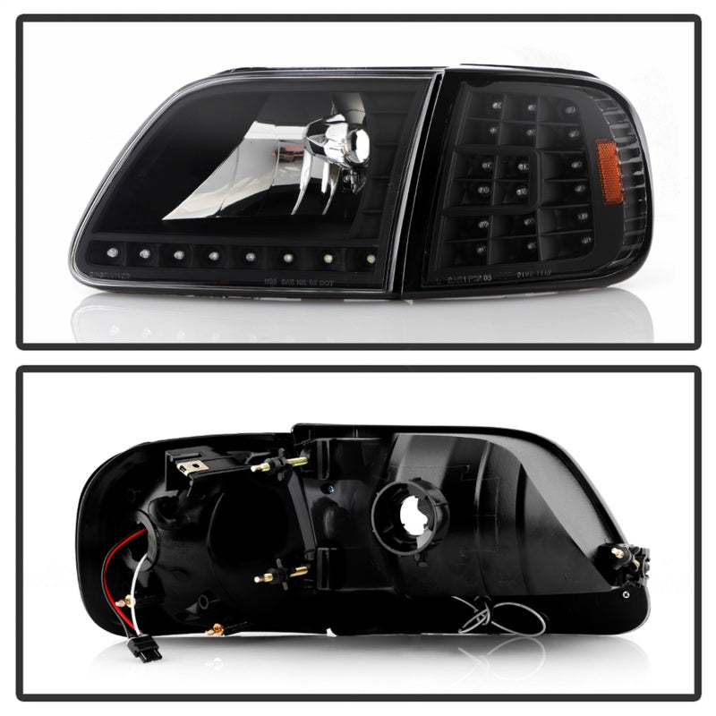 SPYDER Xtune Ford F150 97-03 Crystal Headlights w/ Clear LED Corners Black HD-ON-FF15097-LED-SET-BK 5014184