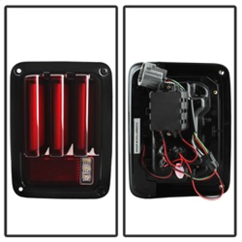 Spyder 07-16 Jeep Wrangler Version 2 Light Bar LED Tail Lights - Red Clear (ALT-YD-JWA07V2-LBLED-RC) 5084798