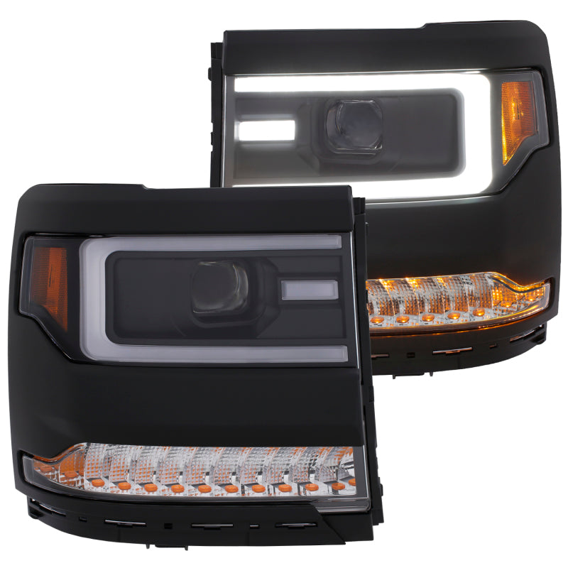 Anzo Chevy Silverado 1500 16-18 Projector Plank Style Headlights Black