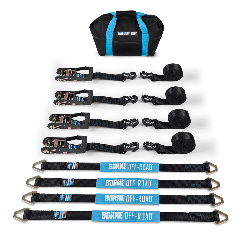 Borne Off-Road Vehicle Ratchet Tie-Down Kit (4 pack) Black BNRTC-TD-4BK