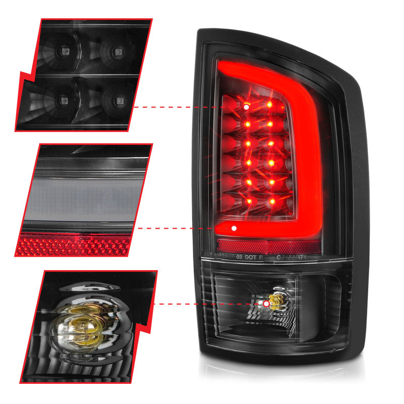 ANZO 2002-2006 Dodge  Ram 1500 LED Tail Lights w/ Light Bar Black Housing Clear Lens 311368
