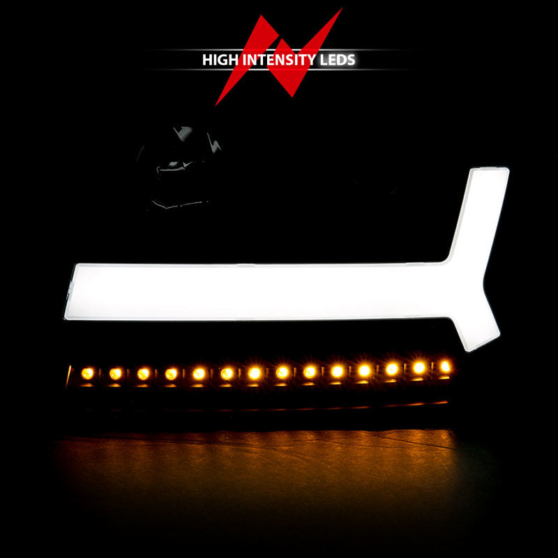 ANZO 2006-2009 Chevrolet Trailblazer Projector Headlights w/ Plank Style Design Black w/ Amber 111390