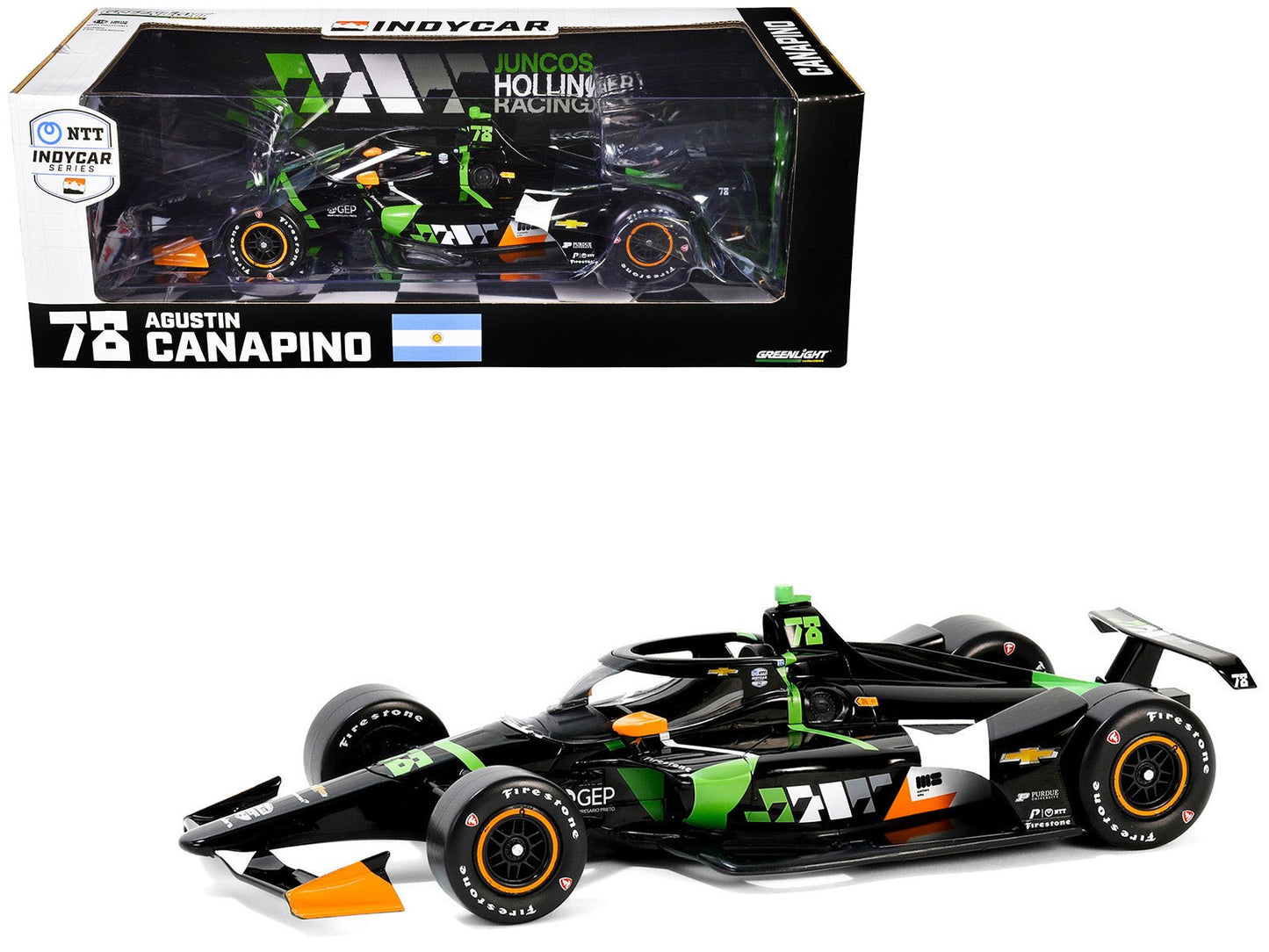 Dallara IndyCar #78 Agustin Canapino "JHR" Juncos Hollinger Racing "NTT IndyCar Series" (2024) 1/18 Diecast Model Car by Greenlight  free shipping USA