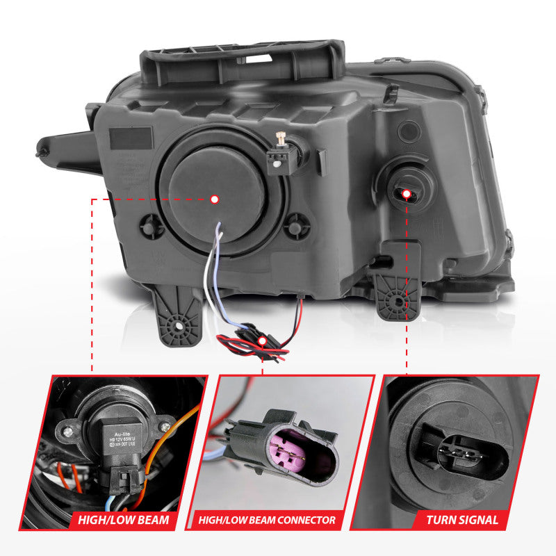 Anzo 2010-2013 Chevrolet Camaro Projector Headlights w/ Halo Chrome (CCFL)
