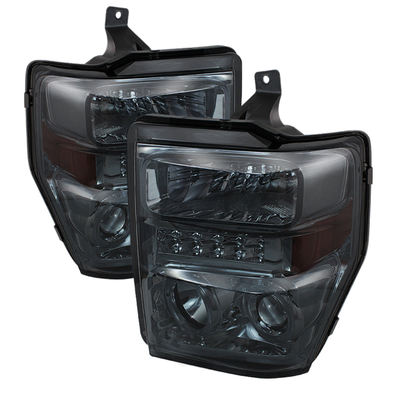 SPYDER Xtune Ford F250/350/450 Super Duty 08-10 Projector Headlights LED Halo Smoke PRO-JH-FS08-LED-SM 5076281