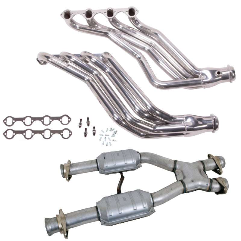 BBK 86-93 Ford Mustang 1-3/4 Long Tube 351 Swap Headers w/High Flow Catted X-Pipe (Silver Ceramic) 15693
