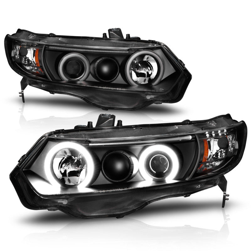 Anzo 2006-2011 Honda Civic Projector Headlights w/ Halo Black (CCFL)