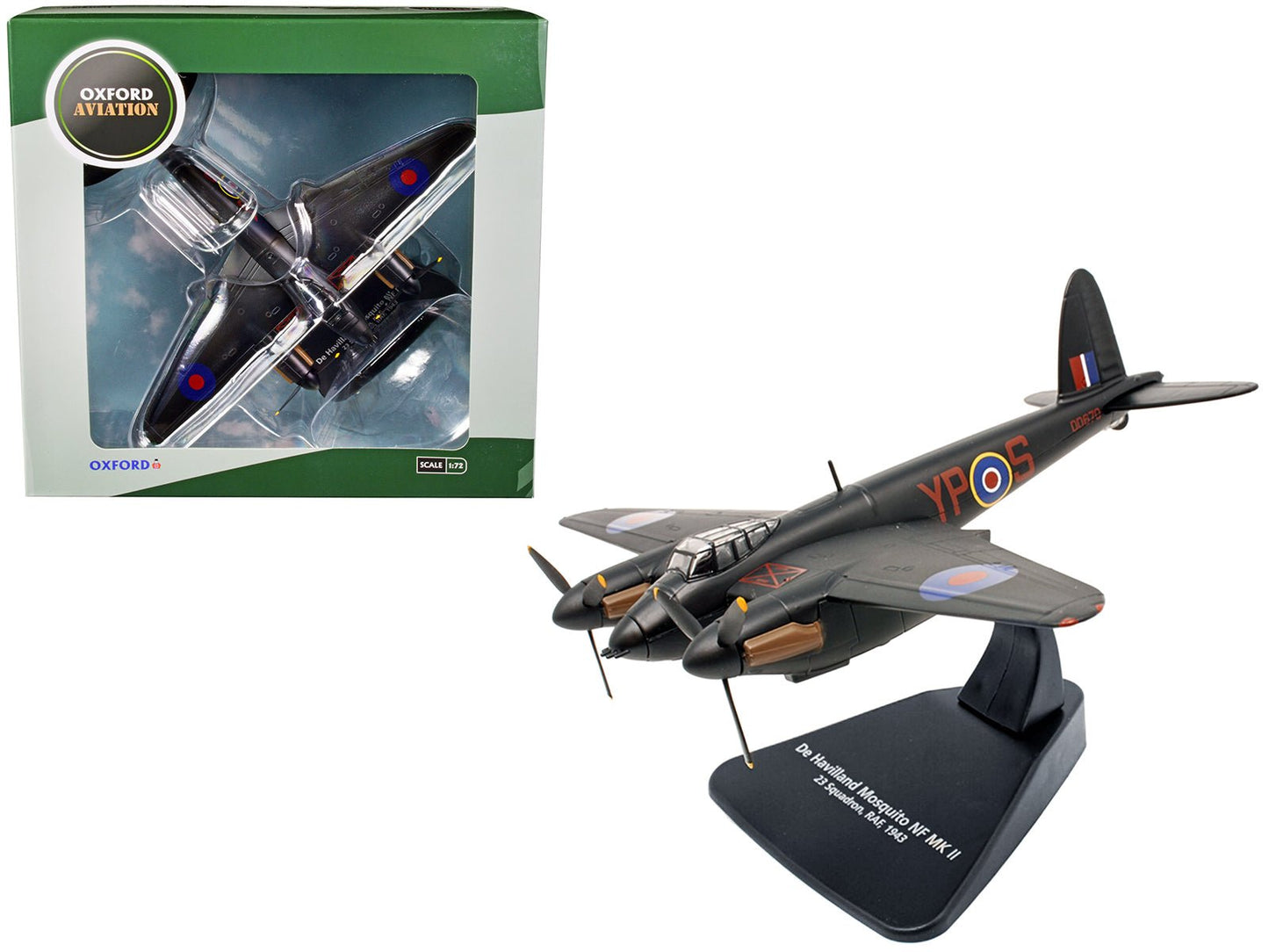 De Havilland Mosquito NF MK II War Plane 23 Squadron RAF (1943) "Oxford Aviation" Series 1/72 Diecast Model Airplane by Oxford Diecast  free shipping USA