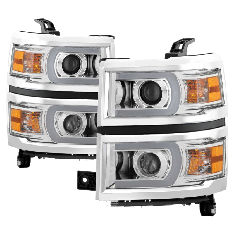 SPYDER Xtune Chevy Silverado 1500 14-15 Projector Headlights Light Bar Drl Chrome PRO-JH-CS14-LBDRL-C 9034985
