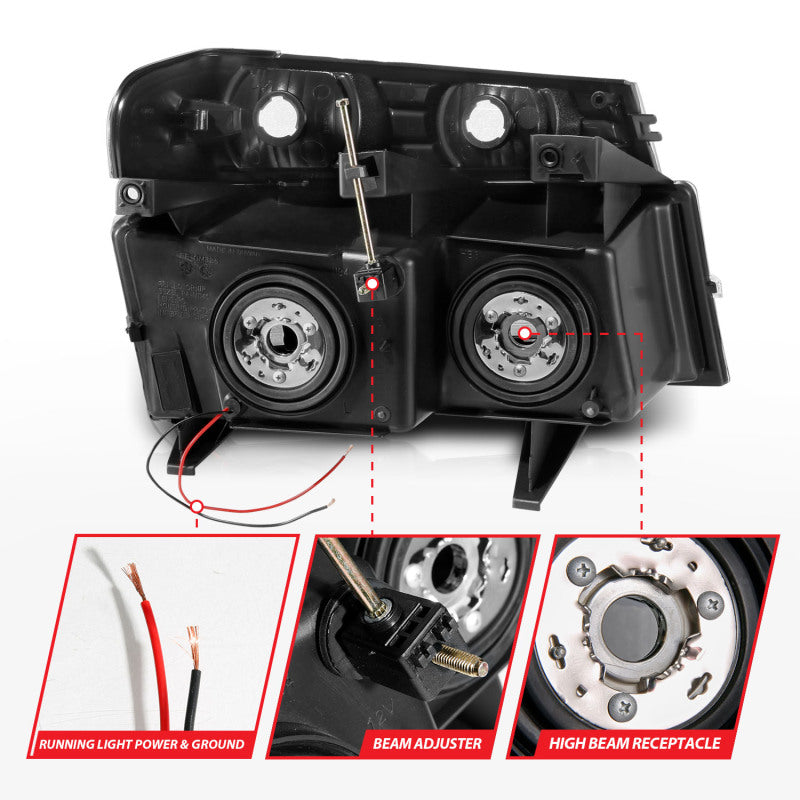 ANZO 04-12 GM Colorado/Canyon/I-Series Crystal Headlights - w/ Light Bar Chrome Housing 4pcs 111559