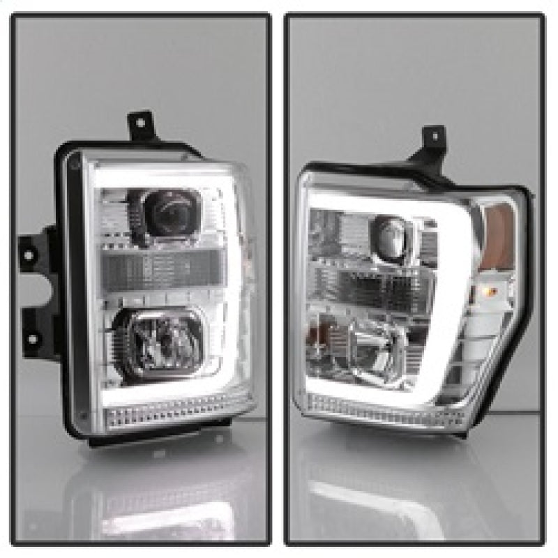 Spyder 08-10 Ford F-250 Super Duty V2 Light Bar DRL Projector Headlights - Chrm (PRO-YD-FS08V2-LB-C) 5084699
