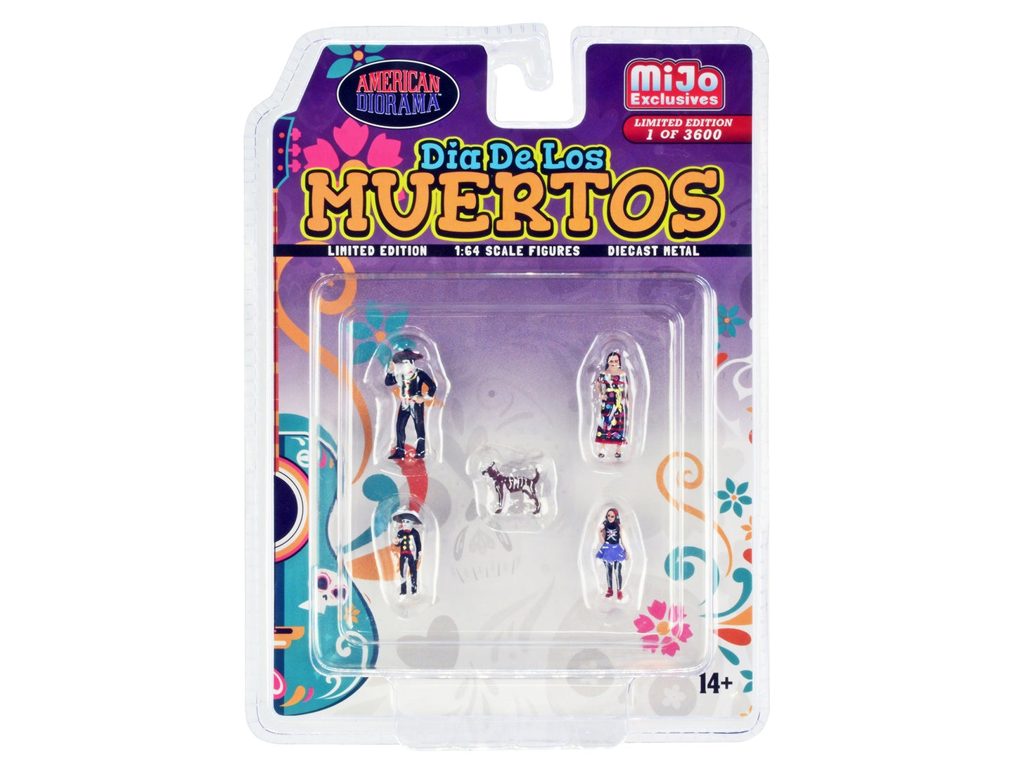 "Dia de los Muertos" 5 piece Diecast Set (2 Adults 2 Children 1 Dog Figures) Limited Edition to 3600 pieces Worldwide for 1/64 Scale Models by American Diorama  free shipping USA
