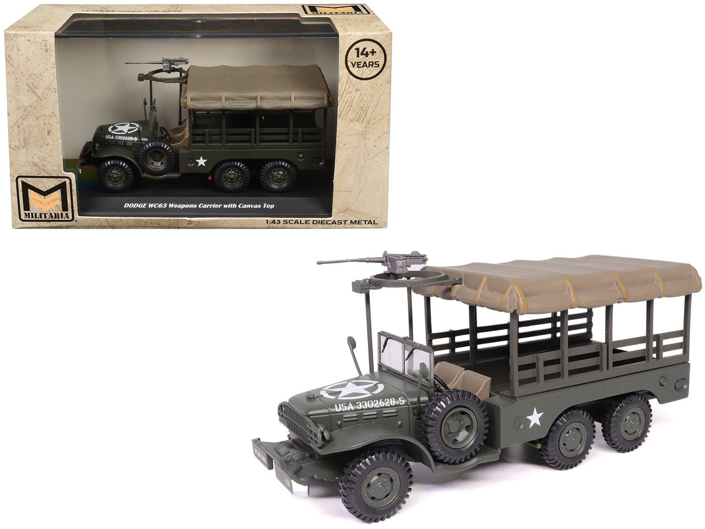 Dodge WC63 Weapons Carrier with Canvas Top Olive Drab "United States Army" 1/43 Diecast Model by Militaria Die Cast  free shipping USA